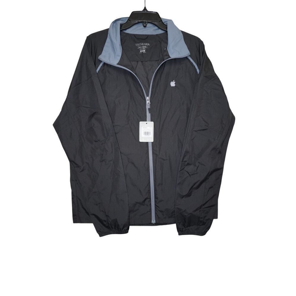 Apple Branded Trimark Egmont Packable Windbreaker Jacket – Black Steel Grey – M